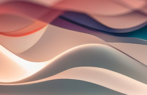 Abstract flowing waves in cream, mauve and teal tones